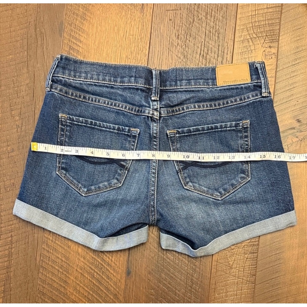 Abercrombie & Fitch Womens Low Rise Denim Shorts Cuffed Blue Y2K RN75654 Size 00 - Picture 4 of 7